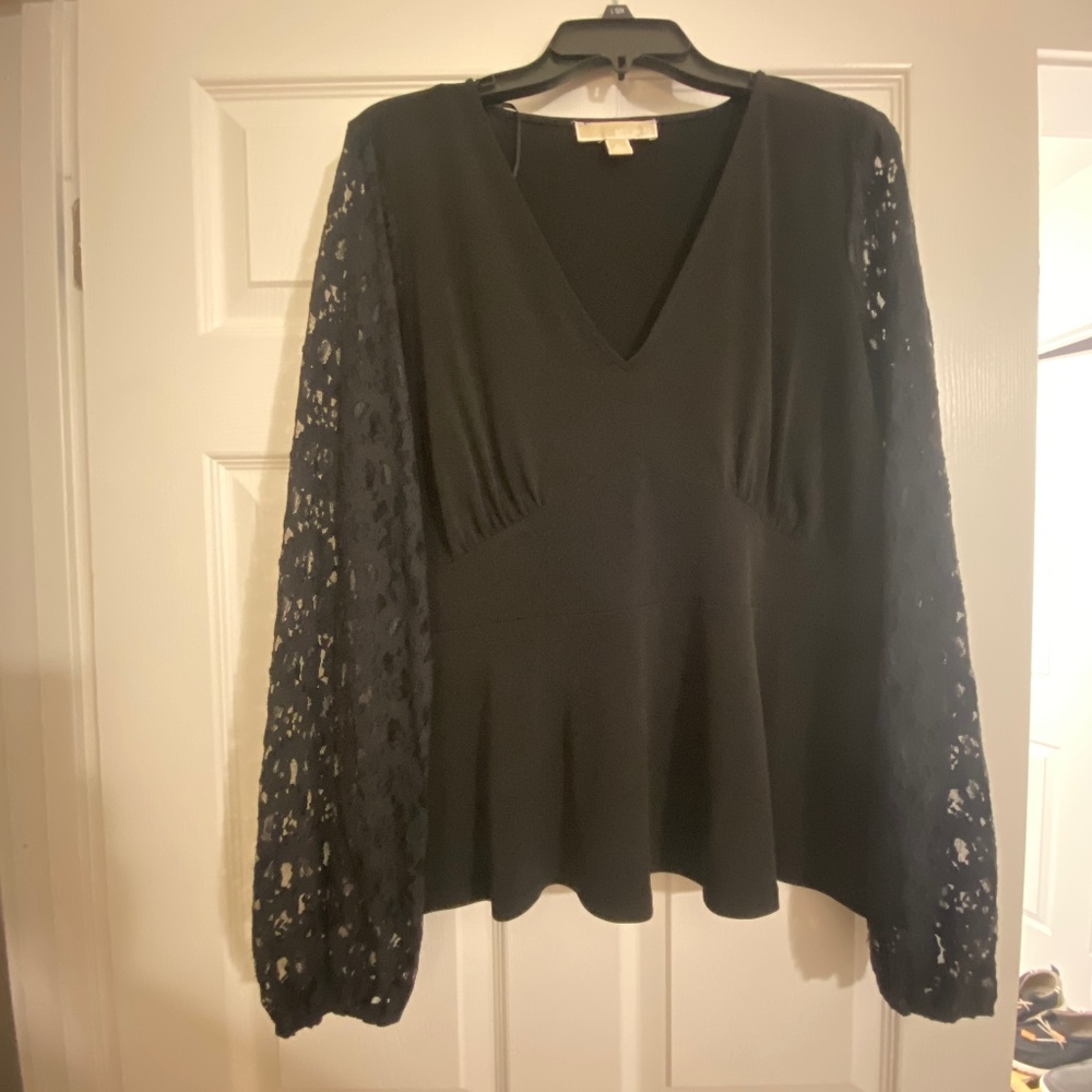 Michael Kors peplum lace sleeve top—never worn!!